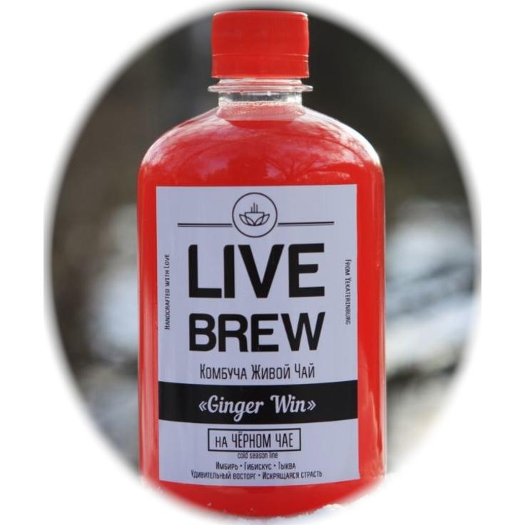 Напиток Комбуча Ginger Win LIVE BREW 500 мл