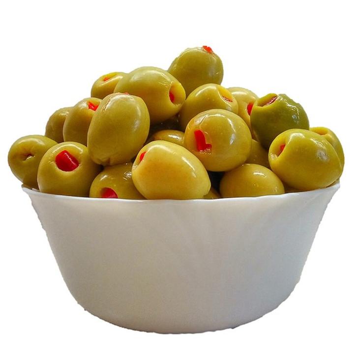 Оливки зеленые сорт Халкидики с красным сладким перцем KURTES 1 кг