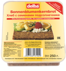 Хлеб ржаной цельнозерновой с семенами подсолнечника DELBA 250 г