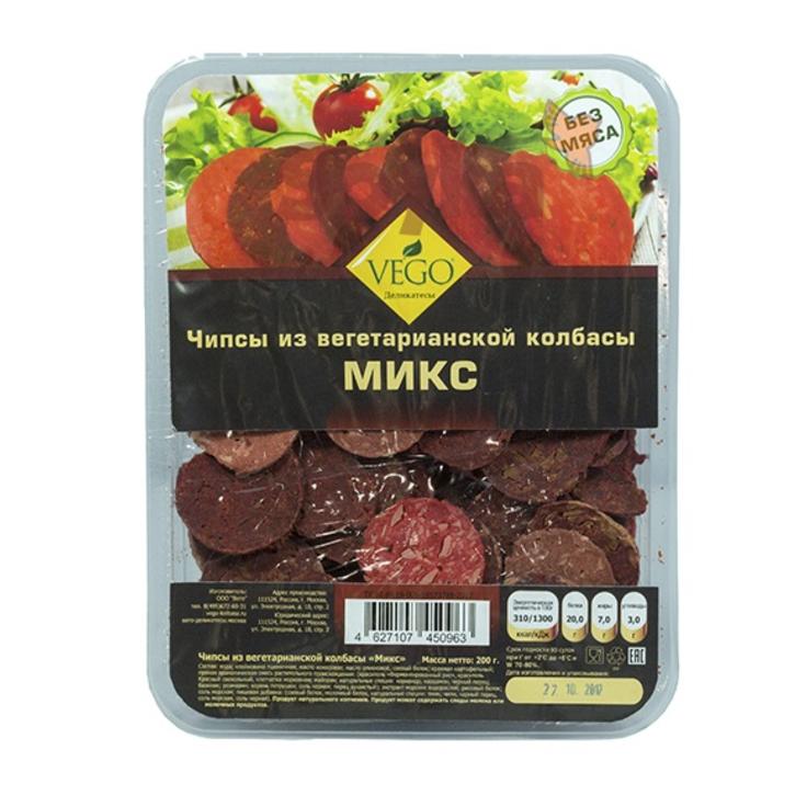 Колбасные чипсы "Микс" из вегетарианской колбасы VEGO, 200 г
