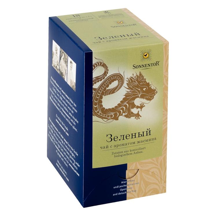 SONNENTOR органический зеленый чай с жасмином, 18 пакетиков по 1.5 г