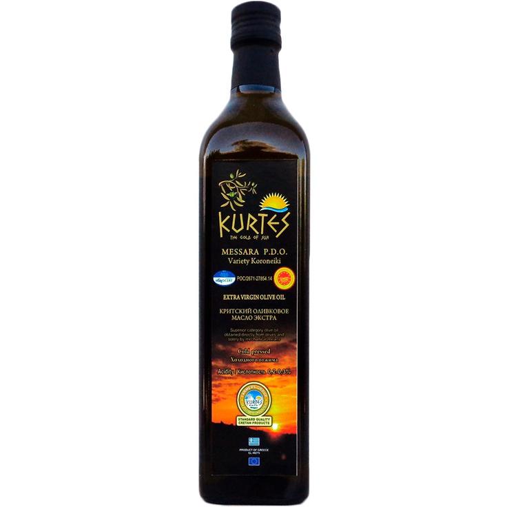 Оливковое масло Extra Virgin PDO Messara KURTES в темной стеклянной бутылке 750 мл