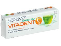Жевательная резинка без сахара с витамином C со вкусом зеленого чая Biodent, 10 подушечек