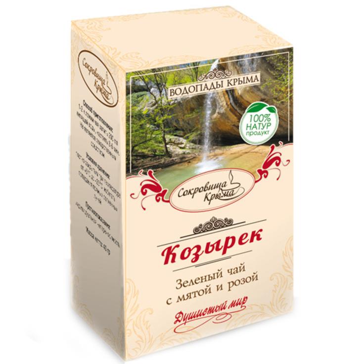 Фиточай "Козырек" зеленый чай с мятой и розой ДУШИСТЫЙ МИР 40 г