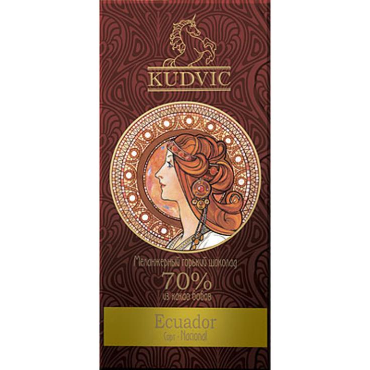 Горький шоколад KUDVIC 70% какао Ecuador 100 г