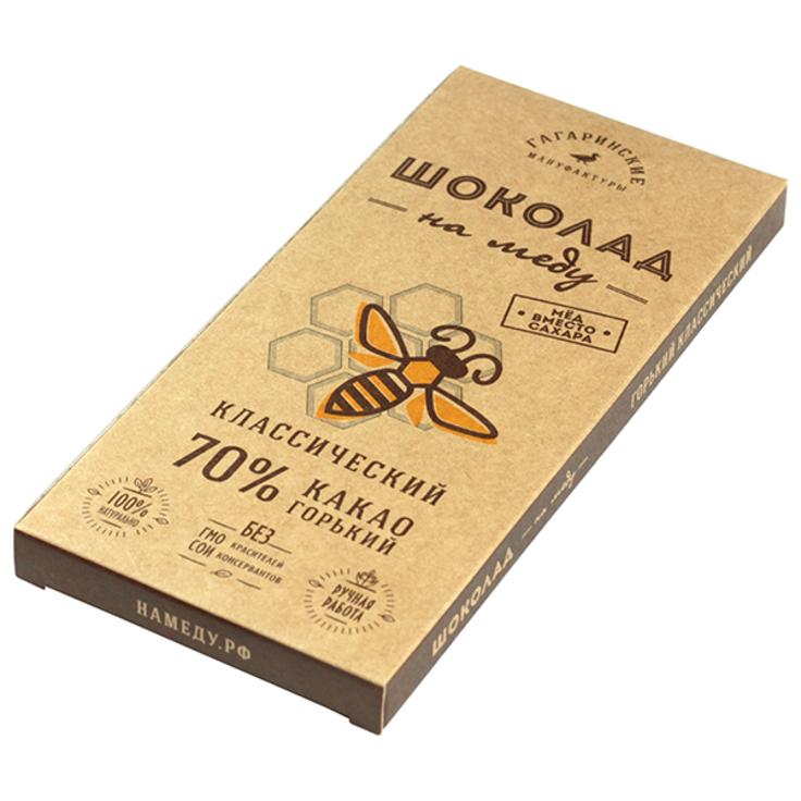 Горький шоколад 70% на меду "Гагаринские мануфактуры", 45 г