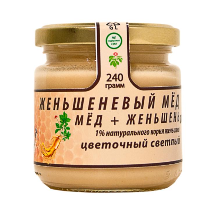 Мед женьшеневый цветочный светлый "Российская женьшеневая корпорация" 240 г