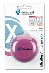 Зубная нить для имплантов и брекетов - тонкая 1.5 мм 50 штук - miradent Mirafloss Implant chx