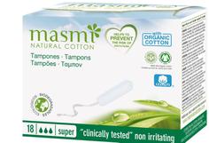 Тампоны из натурального органического хлопка Masmi Natural Cotton "Super" 18 штук