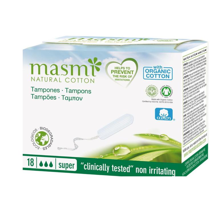 Тампоны из натурального органического хлопка Masmi Natural Cotton "Super" 18 штук