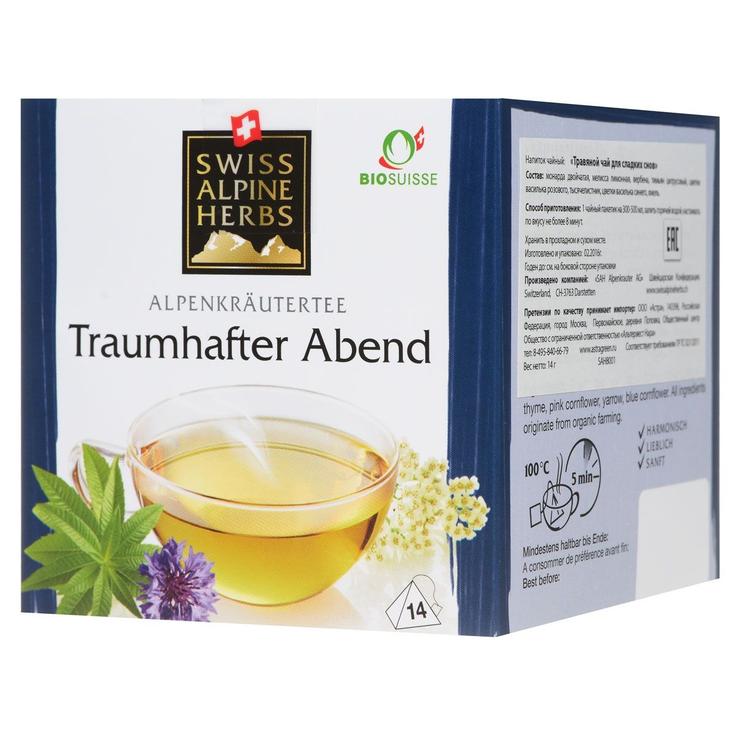 Органический травяной чай «Для сладких снов» SWISS ALPINE HERBS 14 пирамидок по 1 г