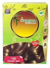 Натуральная краска для волос хна с травами золотисто-коричневая N8 лесной орех Sangam Herbals 100 г