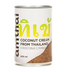 AMTHAI кокосовые сливки в банке 93% (жирность 20-22%), 400 мл