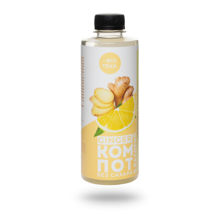 Напиток растительный без сахара с имбирем и лимоном GINGER КОМПОТ - BIOTEKA 330 мл