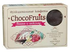 Шоколад ChocoFruits  с соком вишни и ванилью Живая еда", 6 шт, 90 г