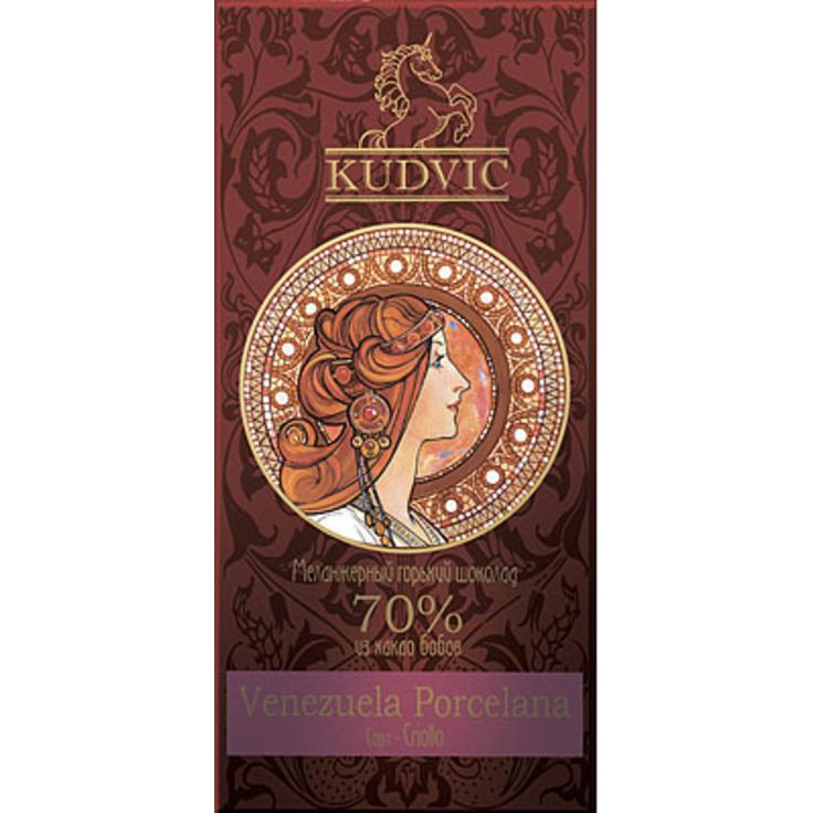 Горький шоколад KUDVIC 70% какао Venezuela Porcelana 100 г