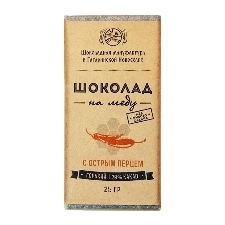 Горький шоколад 70% на меду с острым перцем "Гагаринские мануфактуры", 25 г