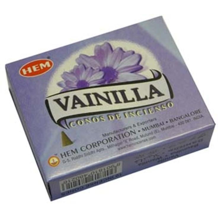 Благовония HEM безосновные Vanilla - Ваниль, 10 конусов