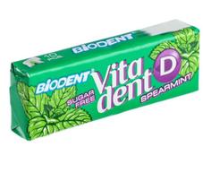 Жевательная резинка без сахара с витамином D со вкусом мяты Biodent, 10 подушечек