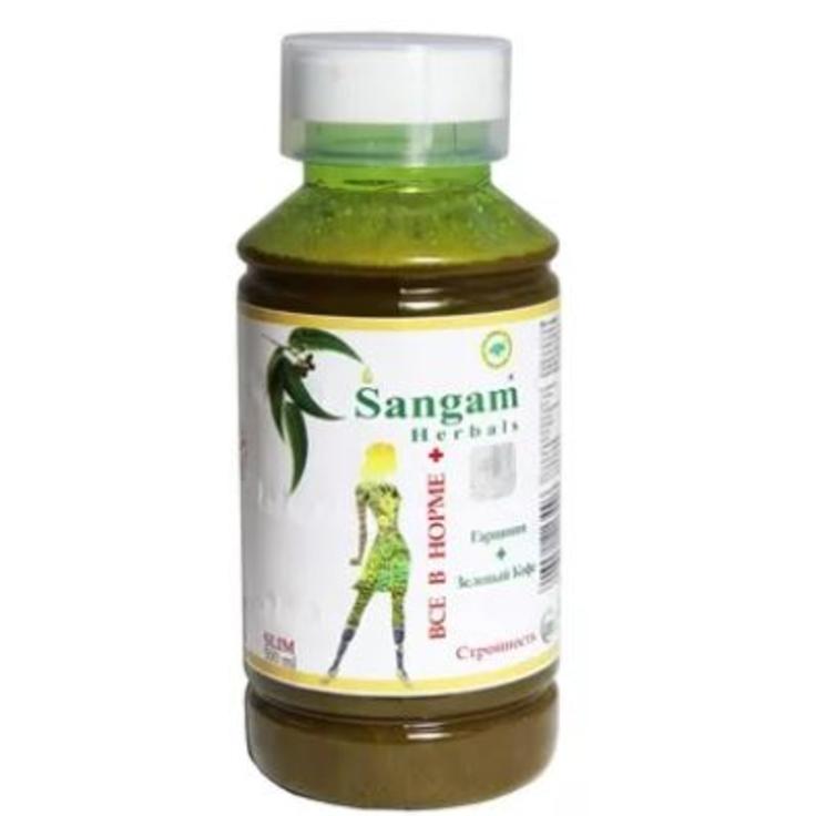 Сок "Все в норме" с гарцинией и зеленым кофе 100% натуральный Sangam Herbals, 500 мл