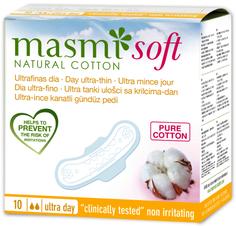 Ультратонкие дневные прокладки из органического хлопка Masmi Natural Cotton "Soft" 10 штук