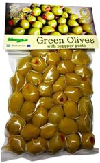 Оливки зеленые сорт Халкидики с красным сладким перцем KURTES 500 г