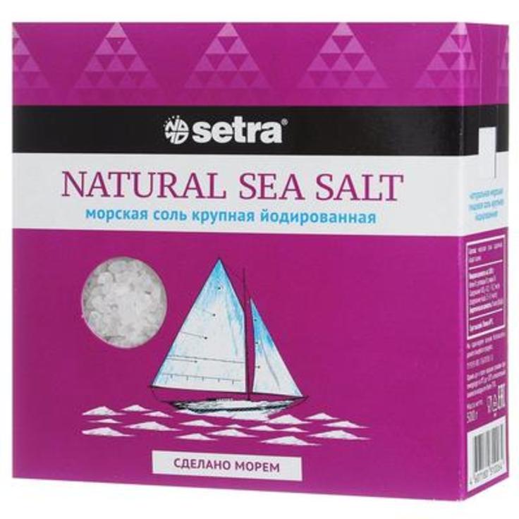Натуральная адриатическая морская соль йодированная крупная SETRA, 500 г