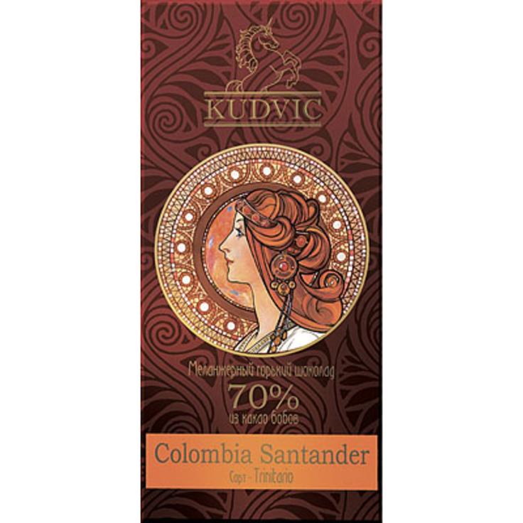 Горький шоколад KUDVIC 70% какао Colombia Santander 100 г