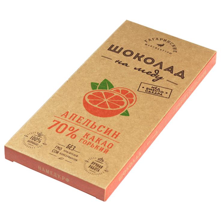 Горький шоколад 70% на меду с апельсином "Гагаринские мануфактуры", 45 г