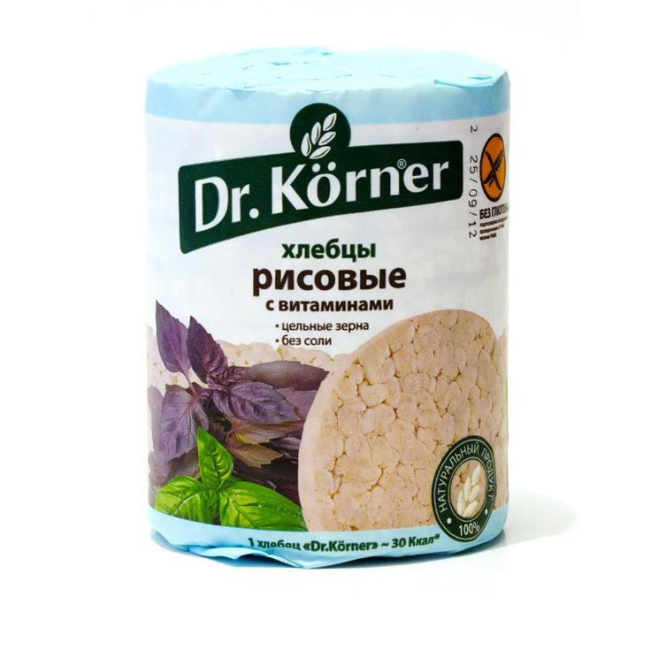 Хлебцы Dr.Korner "Рисовые с витаминами" без глютена, 100 г