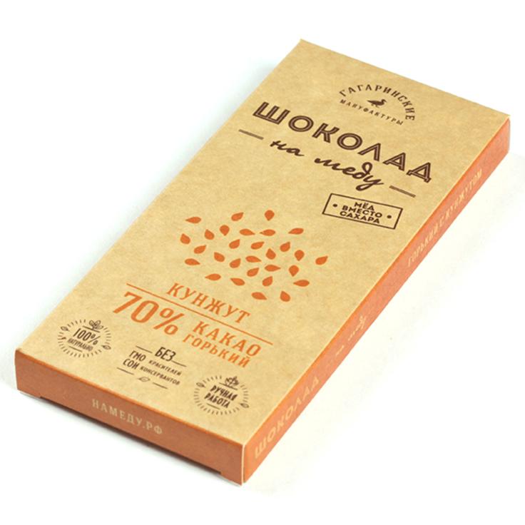 Горький шоколад 70% на меду с кунжутом "Гагаринские мануфактуры", 45 г