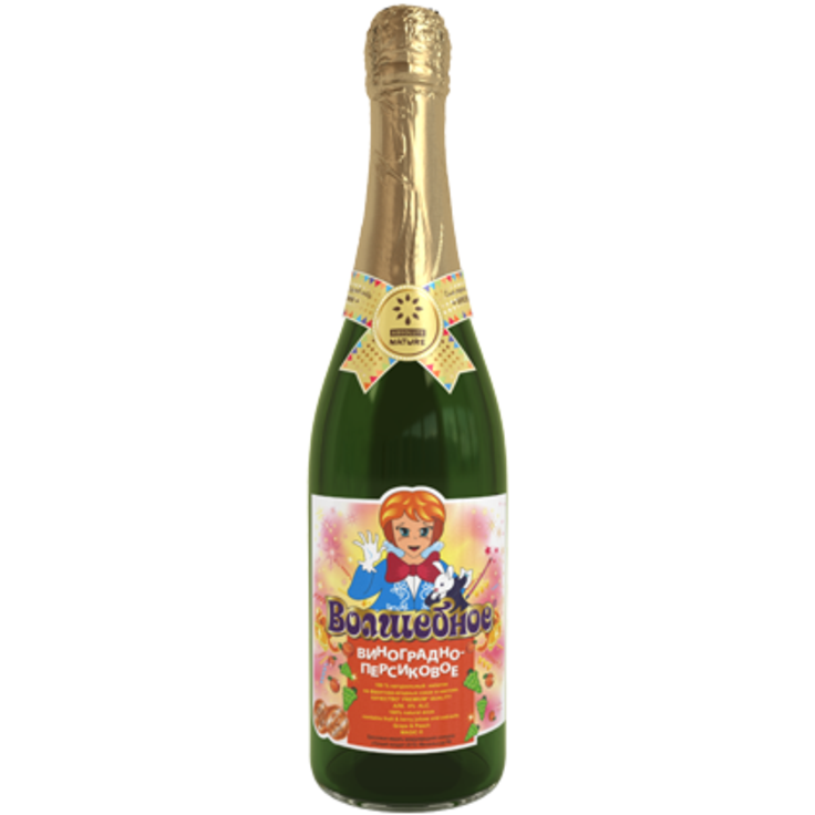 Безалкогольное детское шампанское "Волшебное - виноград и персик" Absolute Nature 750 мл