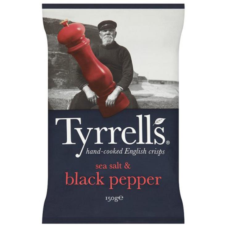 Чипсы картофельные с морской солью и черным перцем Tyrrells 150 г
