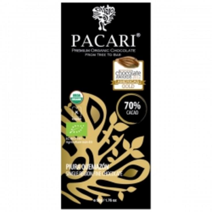 Живой сыроедный темный шоколад Pacari из какао-бобов региона Пиура Кемазон 70% какао, 50 г