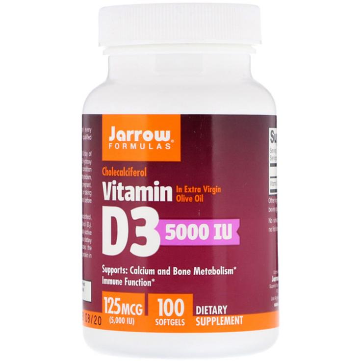 Витамин D3 Jarrow Formulas 5000 IU, 100 капсул