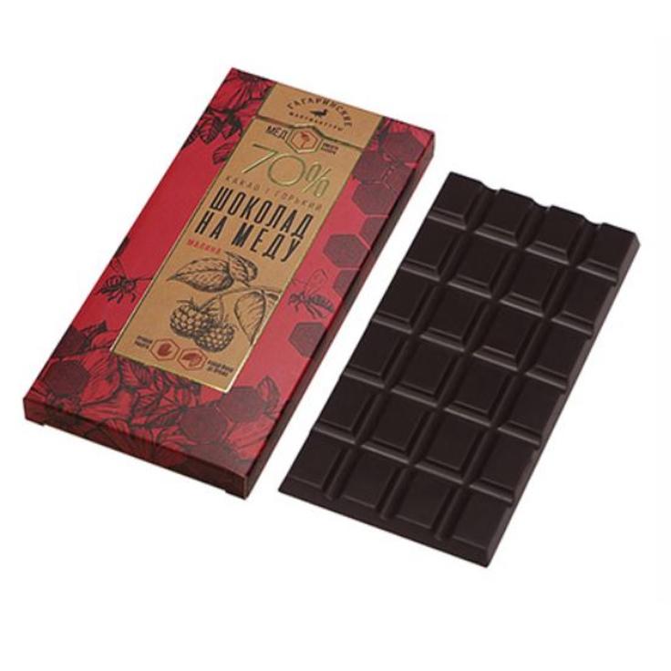 Горький шоколад с малиной премиум 70% на меду "Гагаринские мануфактуры", 70 г