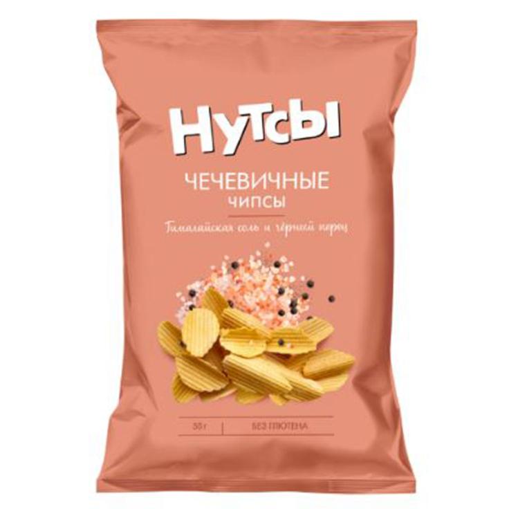 Чечевичные чипсы - Нутсы безглютеновые со вкусом гималайской соли и черного перца Don Shelldon 50 г