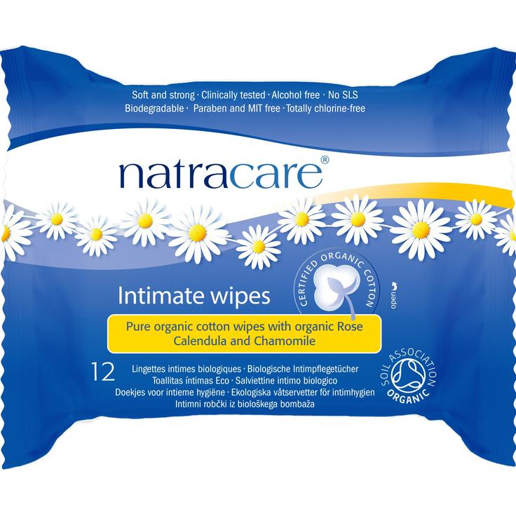 Влажные очищающие салфетки Natracare "Organic Cotton" для интимной гигиены, 12 штук