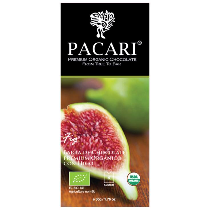 Живой сыроедный темный шоколад Pacari с инжиром 60% какао, 50 г