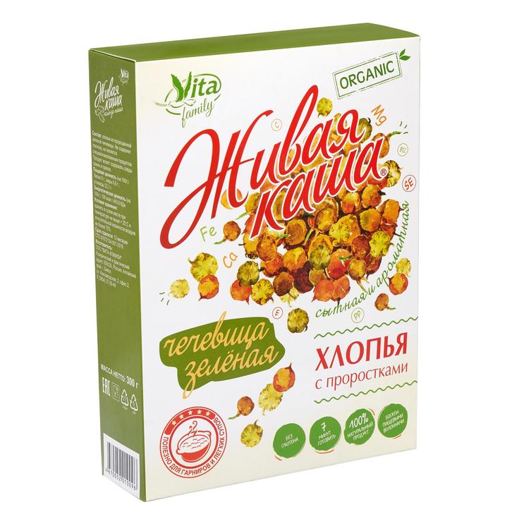 Живая каша из пророщенной зеленой чечевицы VITA, 300 г