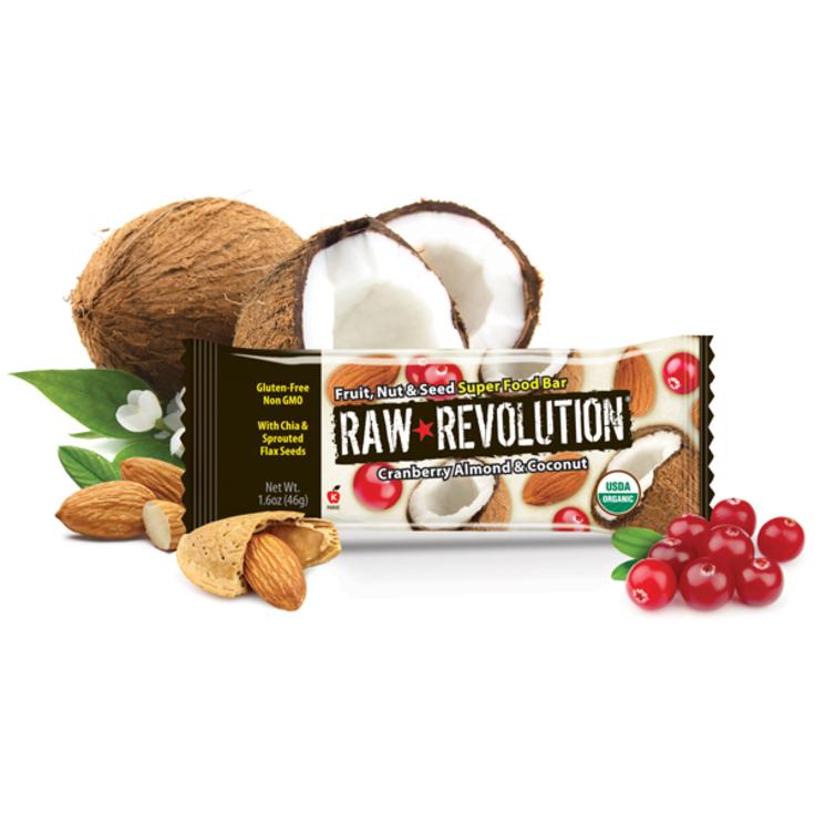 Батончик RAW REVOLUTION орехи с кокосом и клюквой (7 г протеина) органический, 46 г