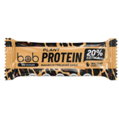 Протеиновый 20% батончик веганский "Банан и грецкий орех" bob 40 г