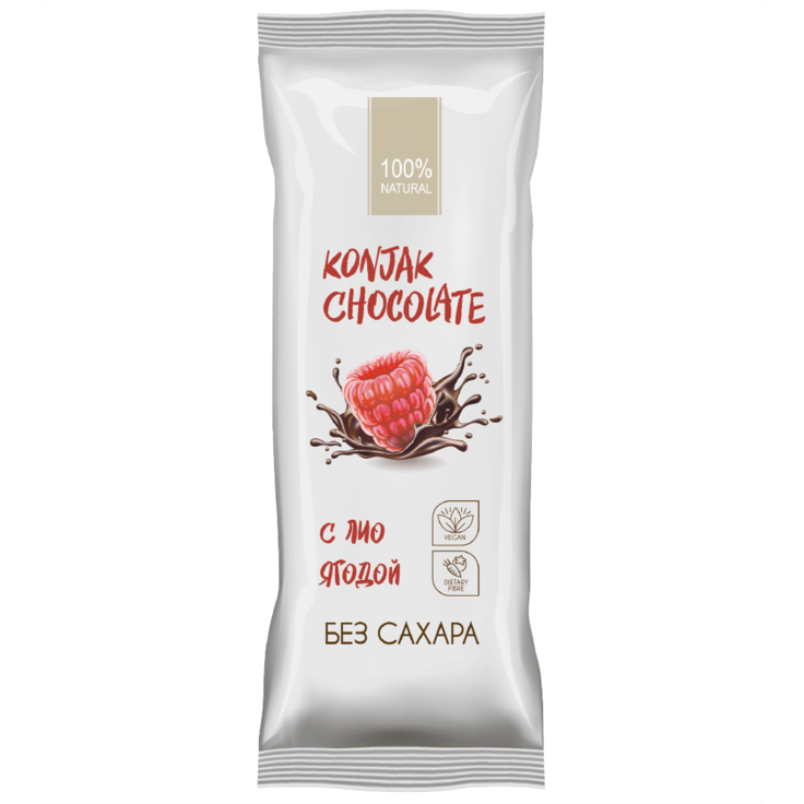 Шоколад низкоуглеводный без сахара с малиной KONJAK CHOCOLATE, 30 г