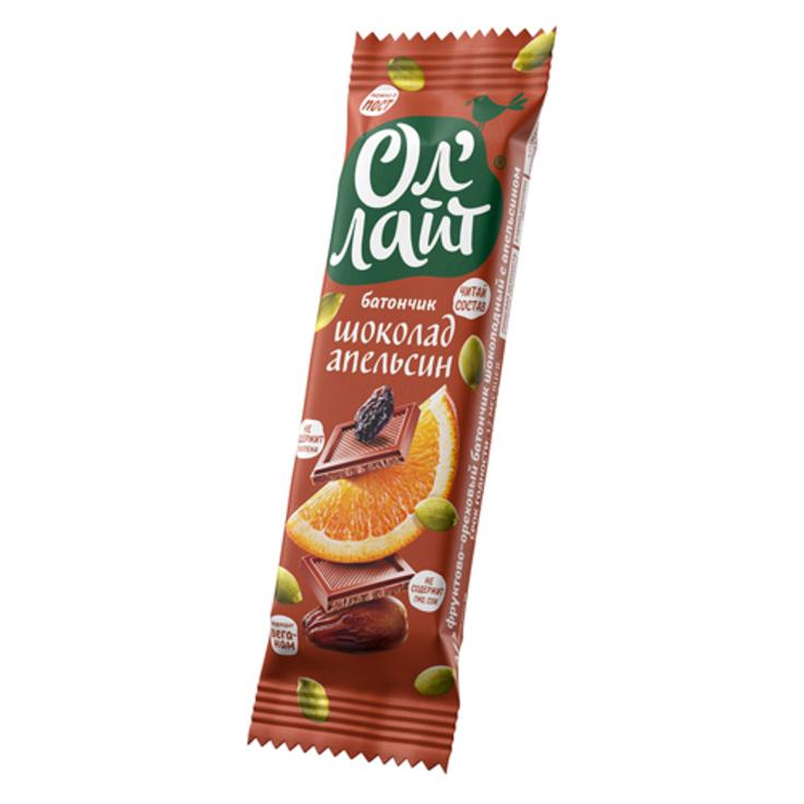 Батончик фруктово-ореховый шоколадный с апельсином ОЛ'ЛАЙТ 30 г
