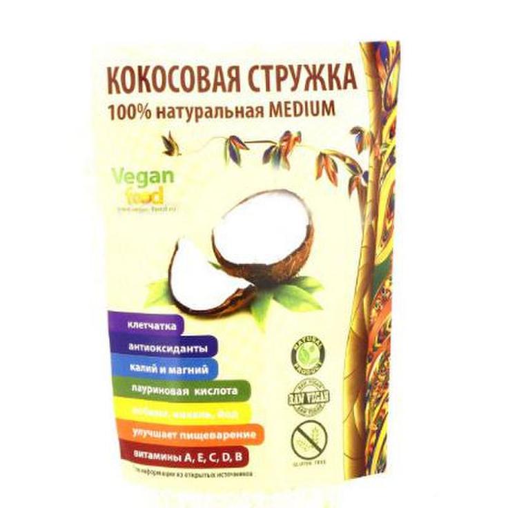 Кокосовая стружка медиум 65% VEGAN FOOD, 250 г