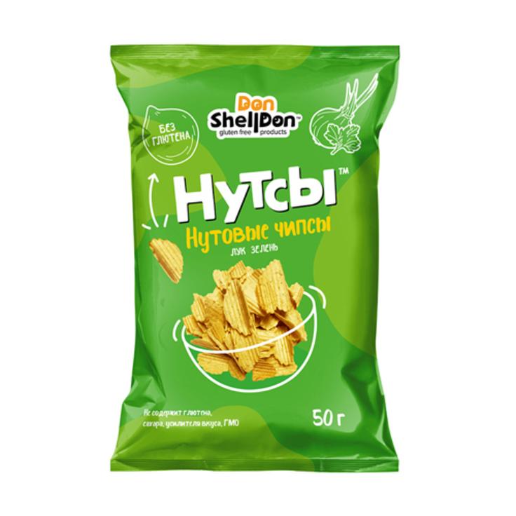 Нутовые чипсы - Нутсы безглютеновые со вкусом лука и зелени Don Shelldon 50 г
