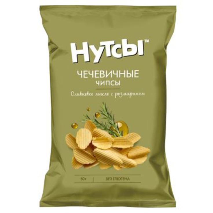Чечевичные чипсы - Нутсы безглютеновые со вкусом оливкового масла и розмарина Don Shelldon 50 г