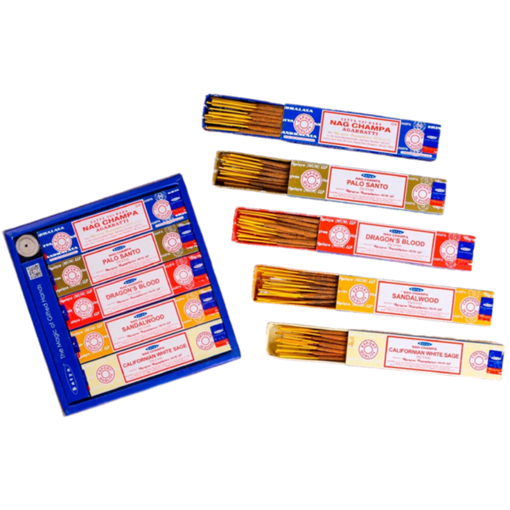 Благовония Satya Mini Travel Pack 5 видов по 15 палочек длиной 11 см
