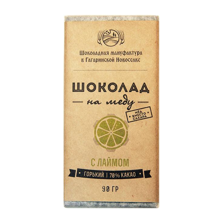 Горький шоколад 70% на меду с лаймом "Гагаринские мануфактуры", 120 г