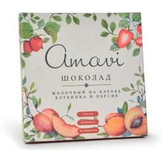 Молочный веганский шоколад на кэробе "Клубника и персик нежный" Amavi, 70 г